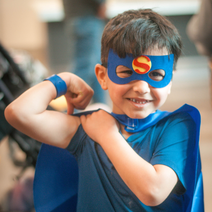 Refugee boy at the Utah Refugee Connection Halloween party